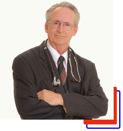 A man in suit and stethoscope with arms crossed.